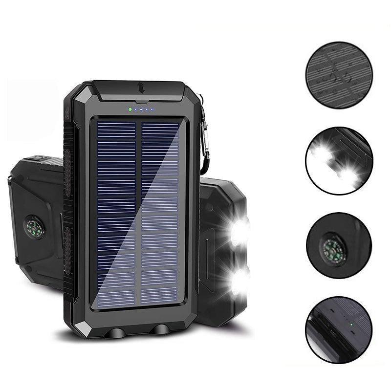 Solar 20000mAh Waterproof Compass Power Bank