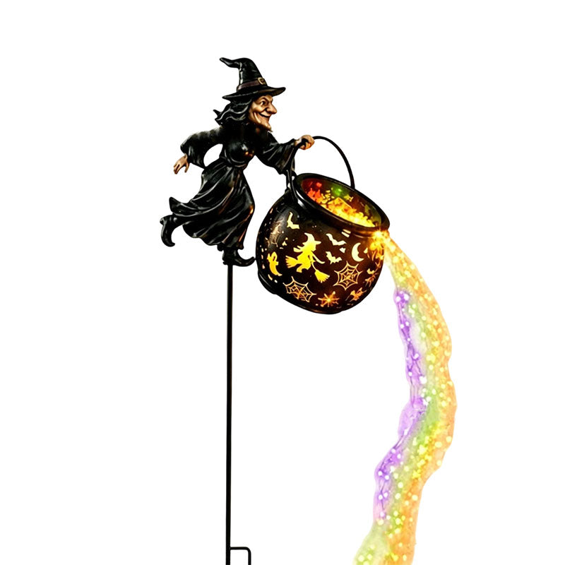 Halloween Witch Cauldron Garden Stake Light