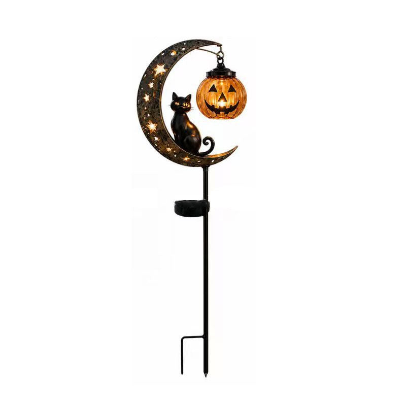 Solar Cat Moon Pumpkin Stake Light | Halloween