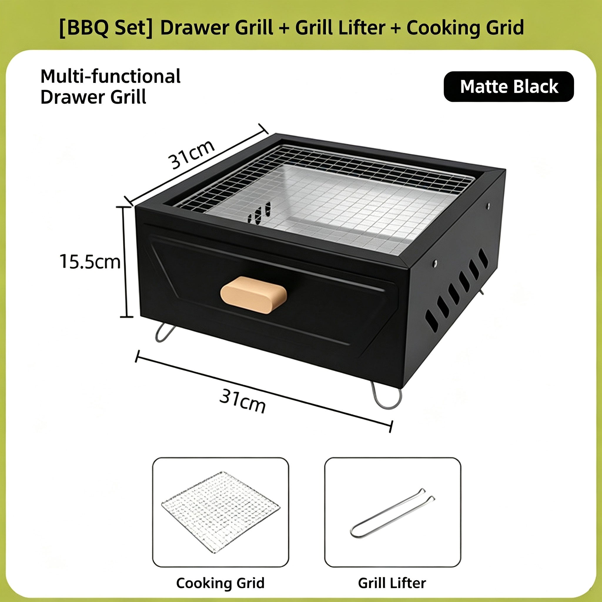 Tragbarer Camping-Tisch-Holzkohlegrill