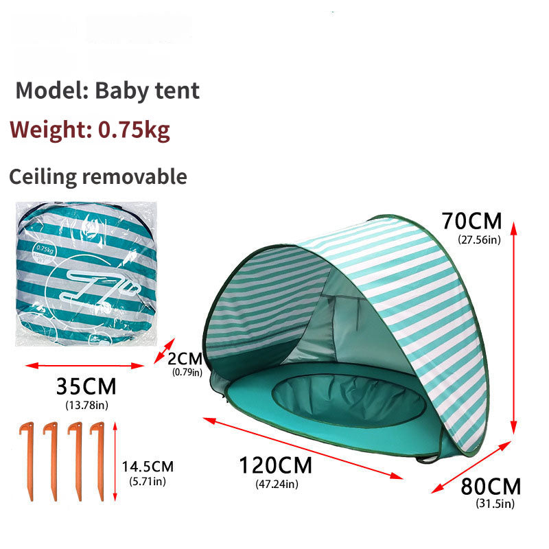Carpa pop-up para playa de niños con alberca y refugio solar UV