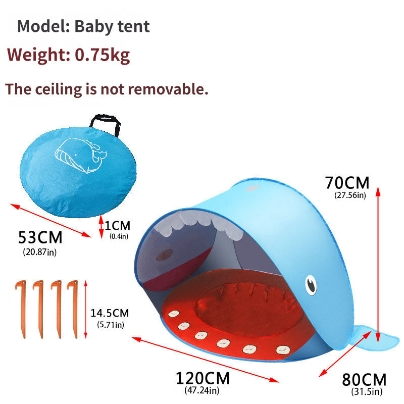 Carpa pop-up para playa de niños con alberca y refugio solar UV