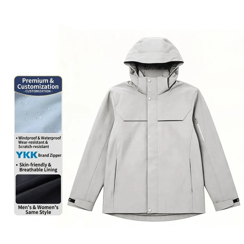 Unisex 3-in-1 Outdoor Windproof and Waterproof Shell Jacket
