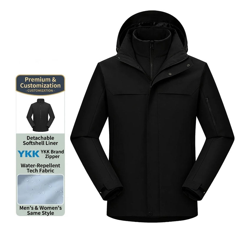 Unisex 3-in-1 Outdoor Windproof and Waterproof Shell Jacket