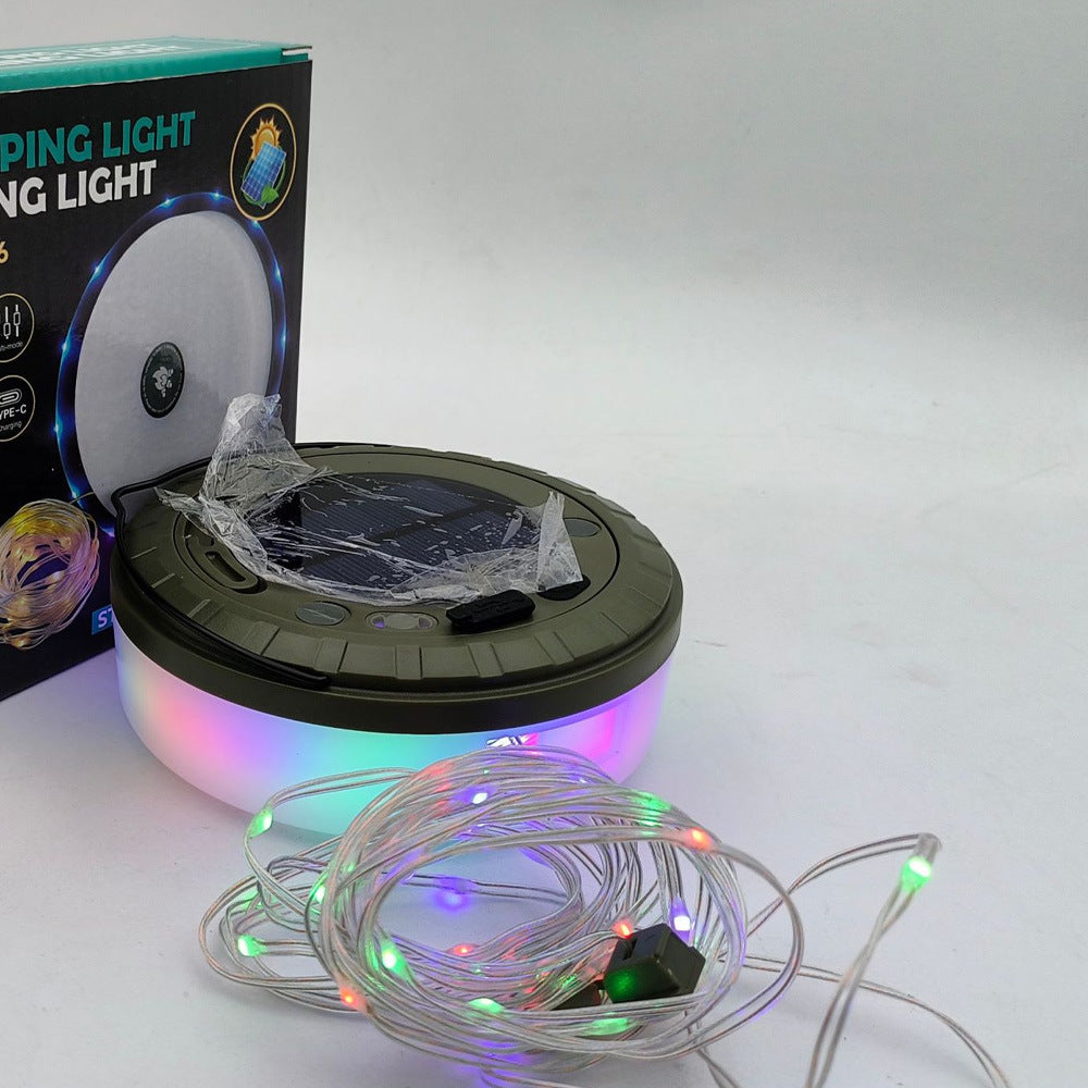 Lanterna da campeggio 2-in-1 solare con luci a corda RGB da 10M