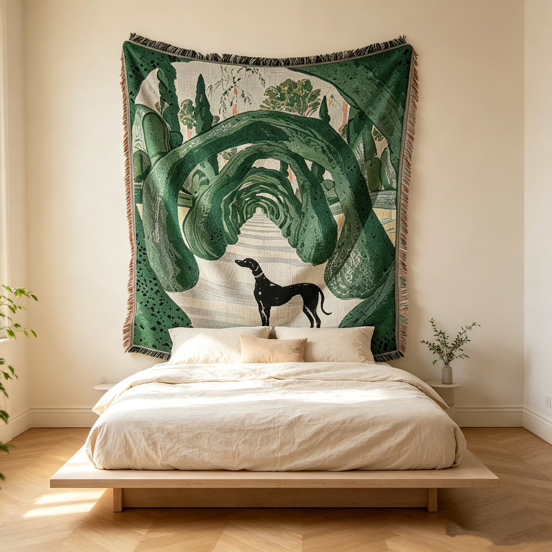 Aesthetic Boho Sun Blanket, Vintage Woven Throw with Fringe