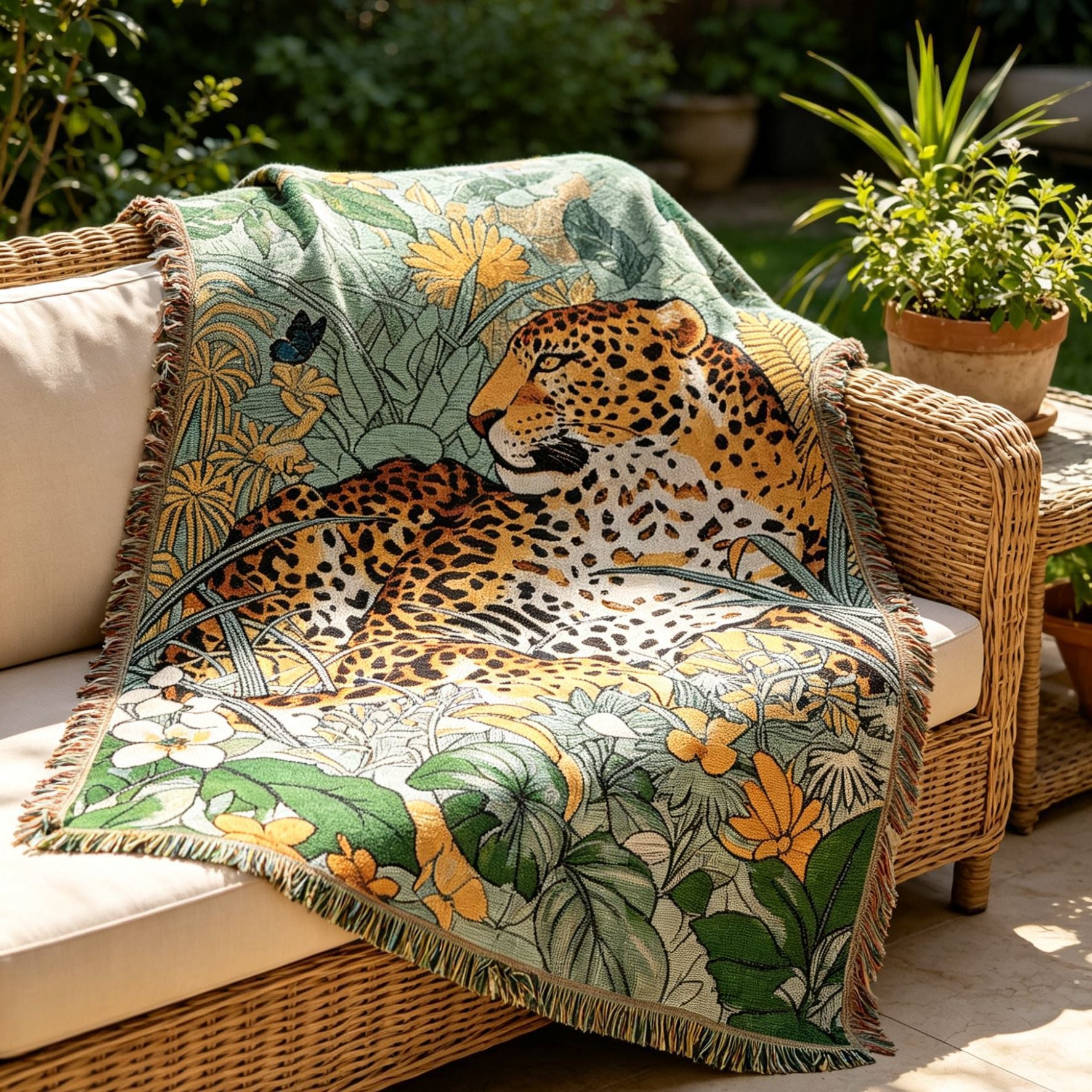 Aesthetic Boho Sun Blanket, Vintage Woven Throw with Fringe