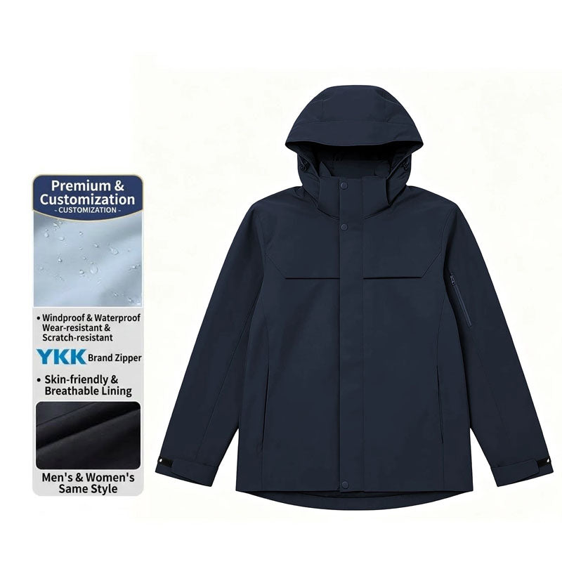 Unisex 3-in-1 Outdoor Windproof and Waterproof Shell Jacket