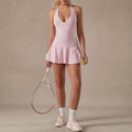 Women Halter Tennis Dress Built-in Shorts