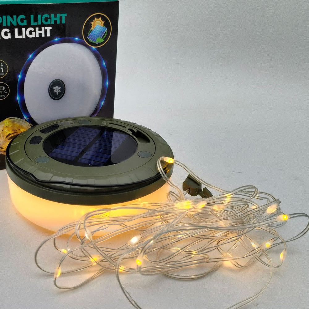 Linterna de Camping 2 en 1 Solar con Luz de Cuerda RGB de 10M