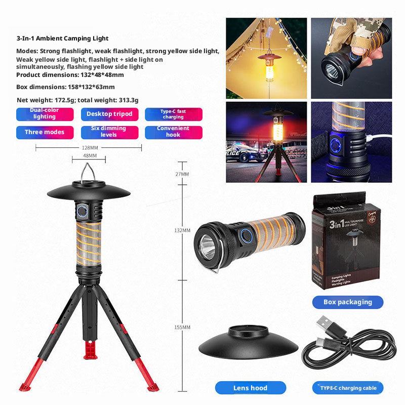 3-in-1 Camping Lantern with Tripod & Flashlight