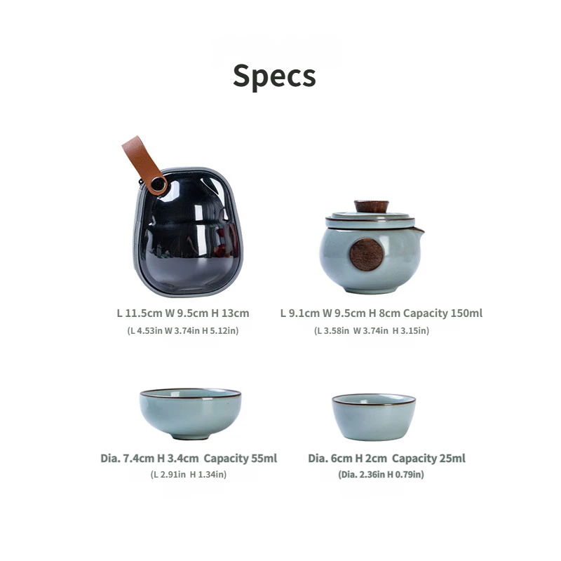 Set di tè da viaggio in ceramica portatile