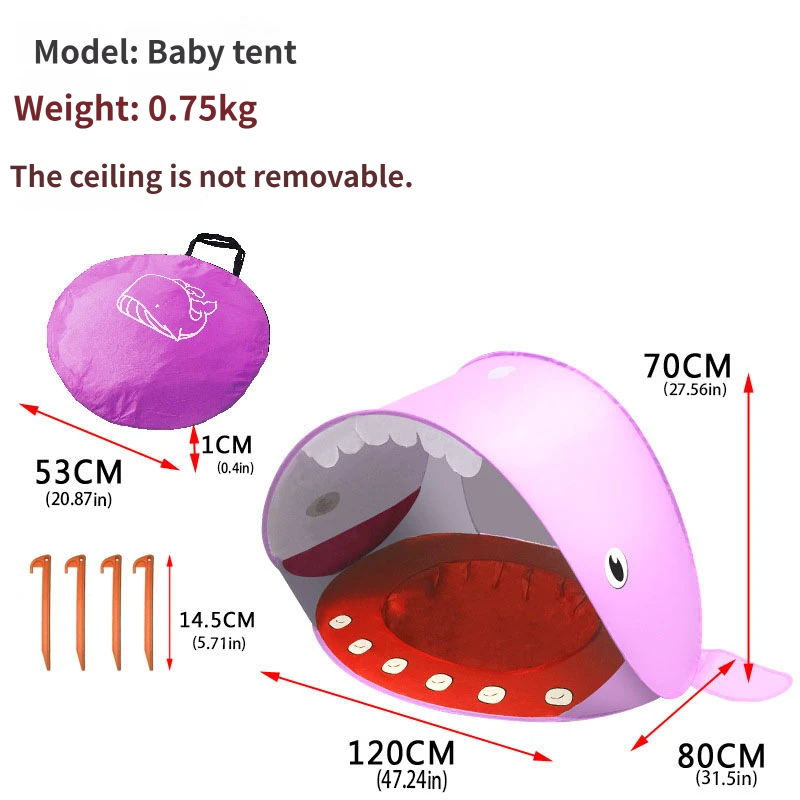 Carpa pop-up para playa de niños con alberca y refugio solar UV