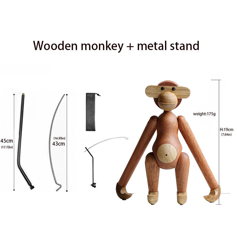 Figurina decorativa articulada de mono de madera