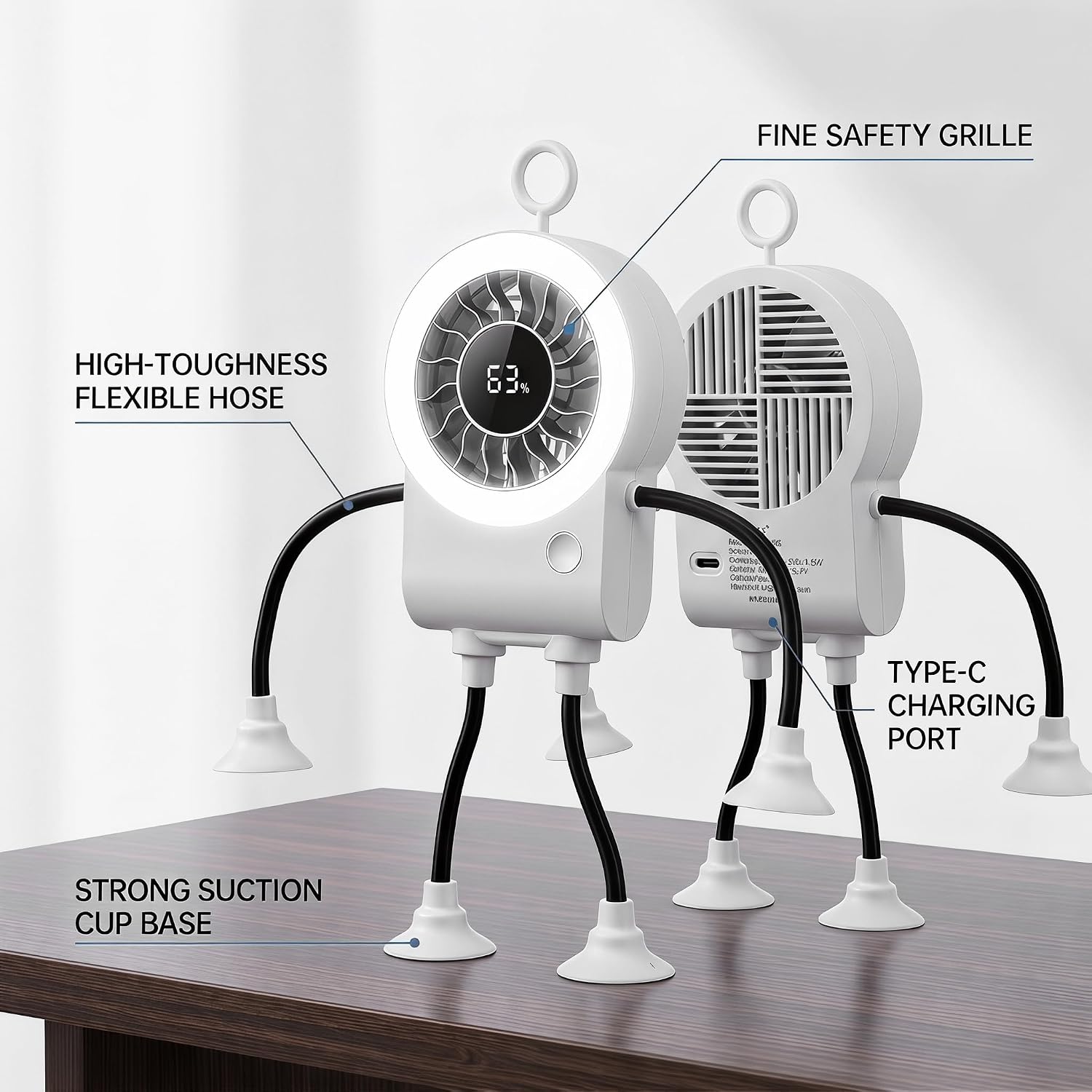 Bendable Stick-Figure Fan with LED Ring Light